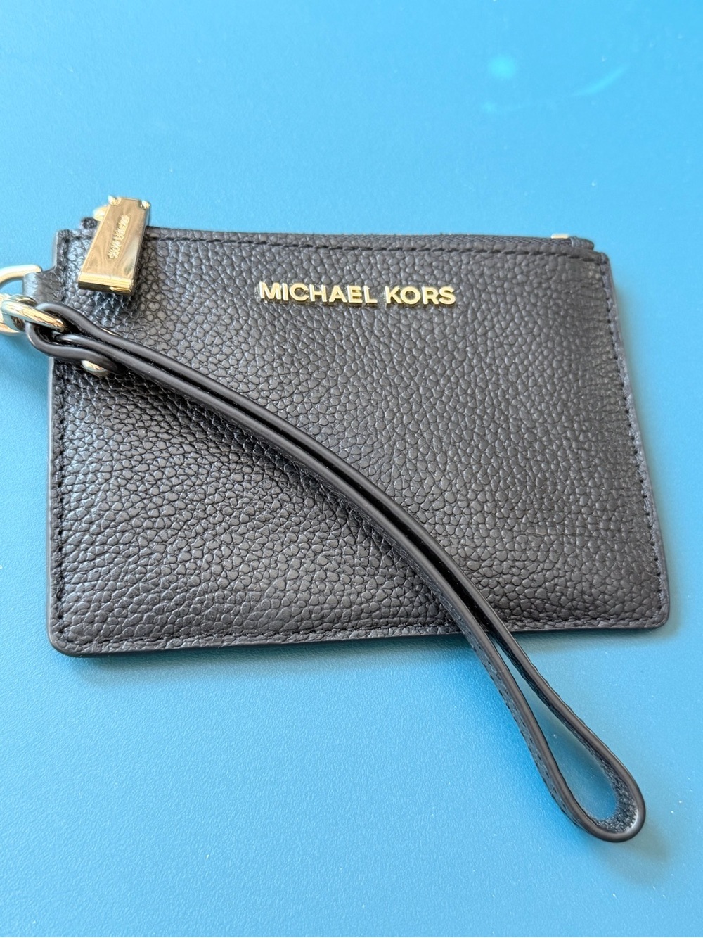Michael Kors Black Pebbled Leather Wristlet Card Case